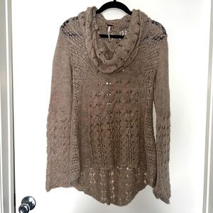 free people tan cowl neck sweater